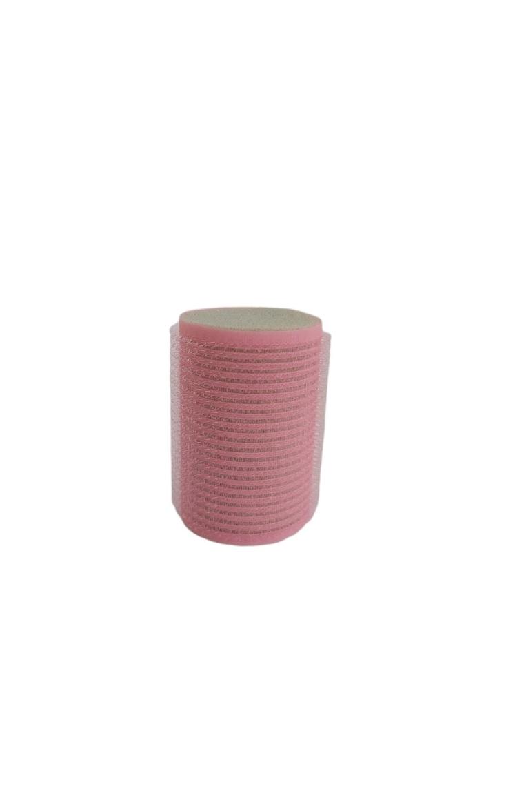 1207 Cırtlı Sünger Bigudi 8li Çap 4cm Pembe - Yapışkanlı Saç Bigudisi