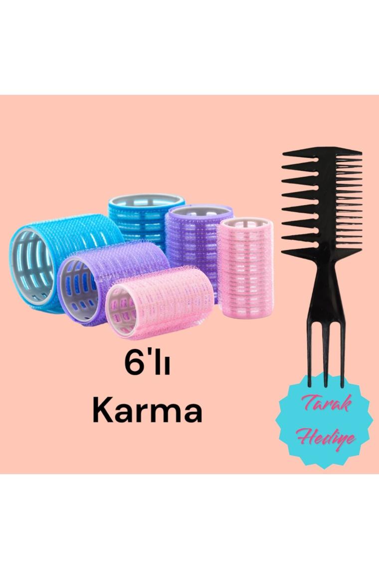 1225 Karma Bigudi 6Lı Cırtlı - Yapışkanlı Saç Bigudisi