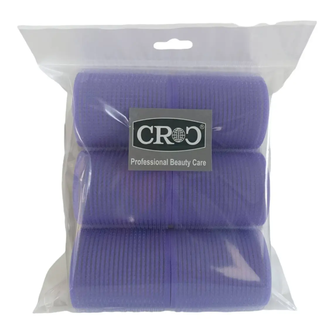Croc 1203 Mor Cırtlı Sünger Bigudi 6'li Çap 5 cm +10'lu Plastik Saç Pensi