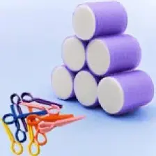 Croc 1203 Mor Cırtlı Sünger Bigudi 6'li Çap 5 cm +10'lu Plastik Saç Pensi