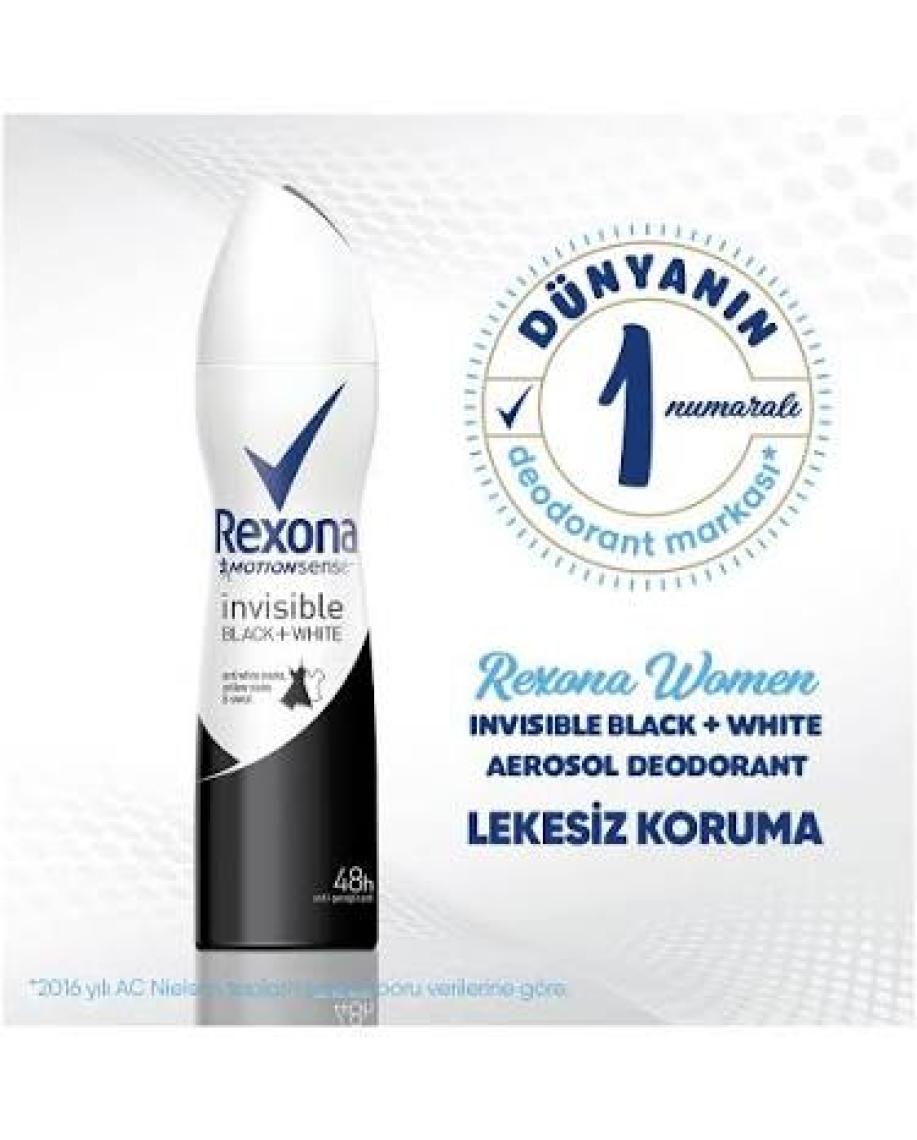 Rexona  Anti-Perspirant Sprey Deodorant Kadın Invisible Black White Ter Kokusuna Karşı  150 ML