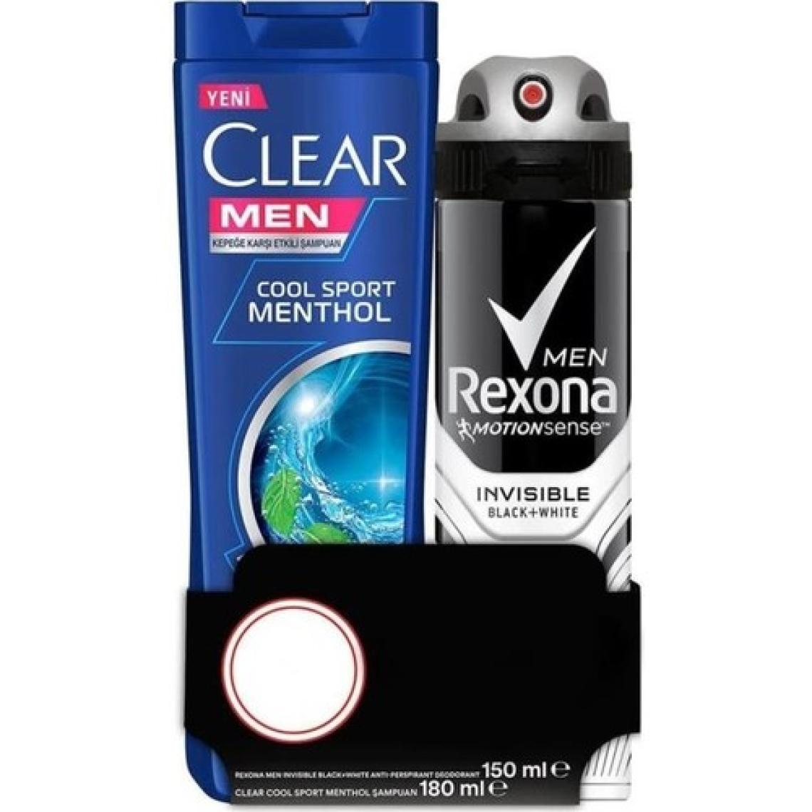 Rexona Men Invisible Black White Deodorant 150ml + Clear Men Cool Sport Menthol Şampuan 180ml