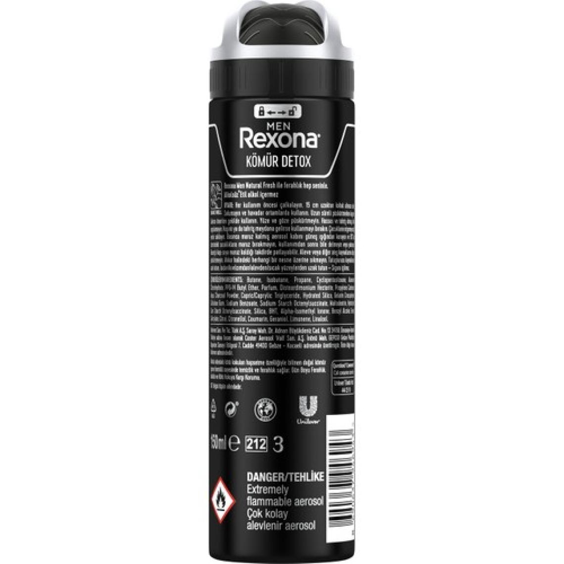 Rexona Men Erkek Sprey Deodorant Natural Fresh Kömür Detox 150 ML 1 Adet