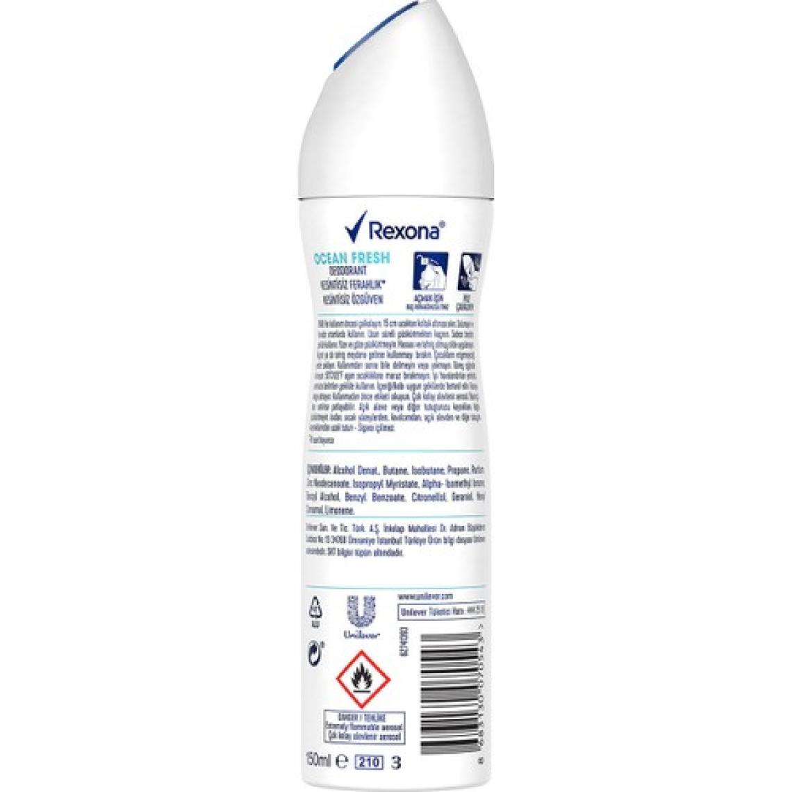 Rexona Kadın Sprey Deodorant Ocean Fresh %0 Alüminyum 150 ml