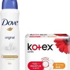 Dove Kadın Sprey Deodorant Original 150 ml + Kotex Hijyenik Ped Ultra Normal 8'li