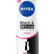 NIVEA Kadın Sprey Deodorant Black& White Invisible Clear 150ml,  Ter ve Ter Kokusuna Karşı 48 Saat Anti-perspirant Deodorant Koruması