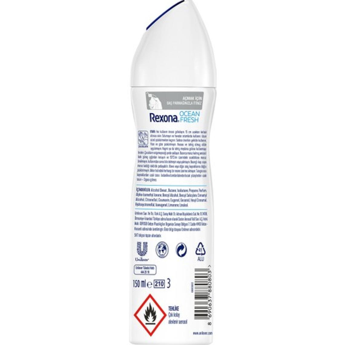 Rexona Kadın Sprey Deodorant Ocean Fresh %0 Alüminyum 150 ml