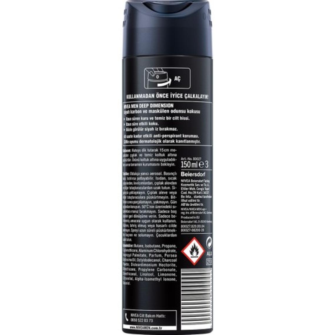 Nivea Men Deep Dimension Aktif Karbon 150 ml Deo Sprey