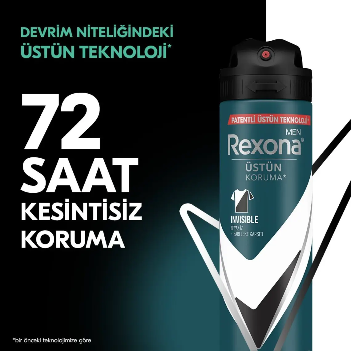 Rexona Men Erkek Sprey Deodorant Invisible Black & White 72 Saat Kesintisiz Üstün Koruma 150 ml