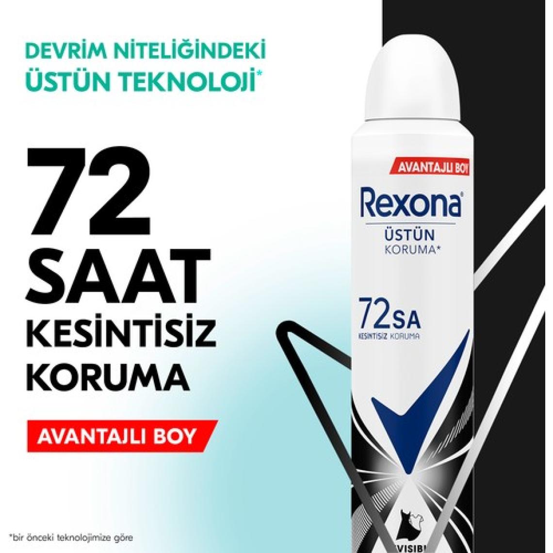 Rexona Kadın Sprey Deodorant Invisible Beyaz İz Sarı Leke Karşıtı 72 Saat Kesintisiz Üstün Koruma 200 ml