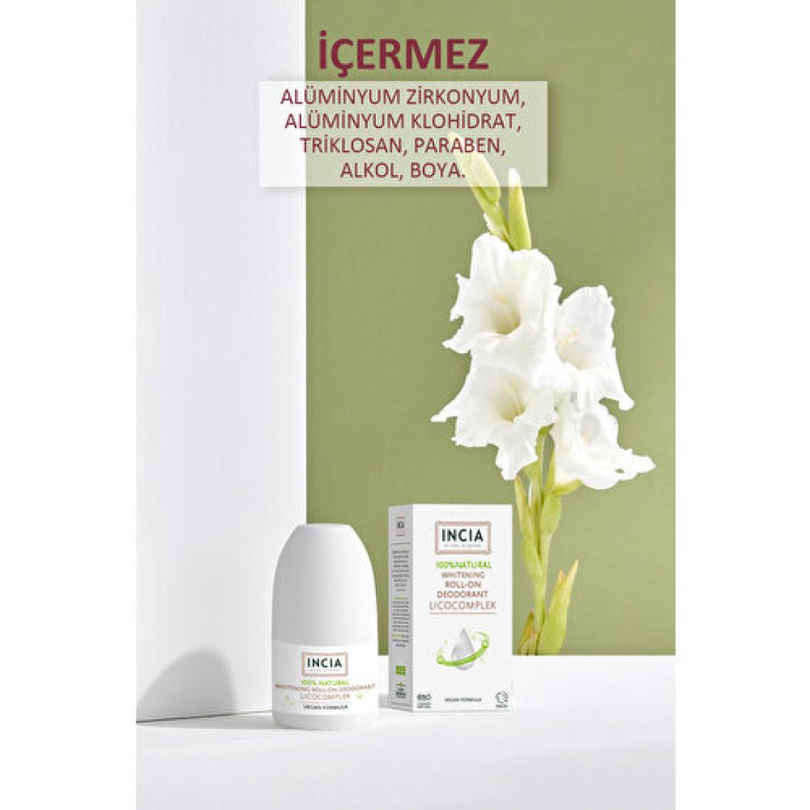 INCIA %100 Doğal Roll On Deodorant Beyazlatıcı Ter Kokusu Önleyici Lekesiz 50 ml