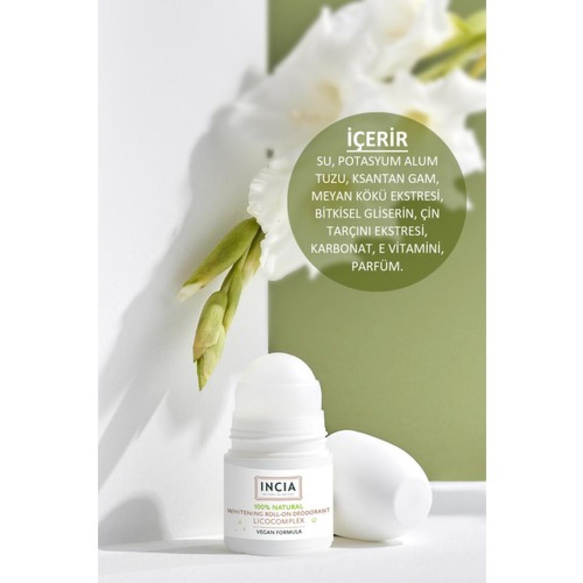 INCIA %100 Doğal Roll On Deodorant Beyazlatıcı Ter Kokusu Önleyici Lekesiz 50 ml