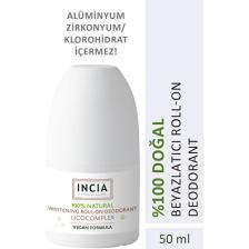 INCIA %100 Doğal Roll On Deodorant Beyazlatıcı Ter Kokusu Önleyici Lekesiz 50 ml