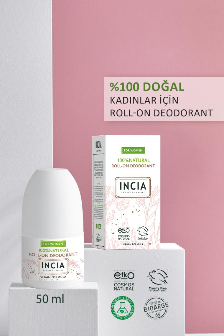 %100 Doğal Roll On Deodorant Kadınlar İçin Ter Kokusu Önleyici Lekesiz 50 ml