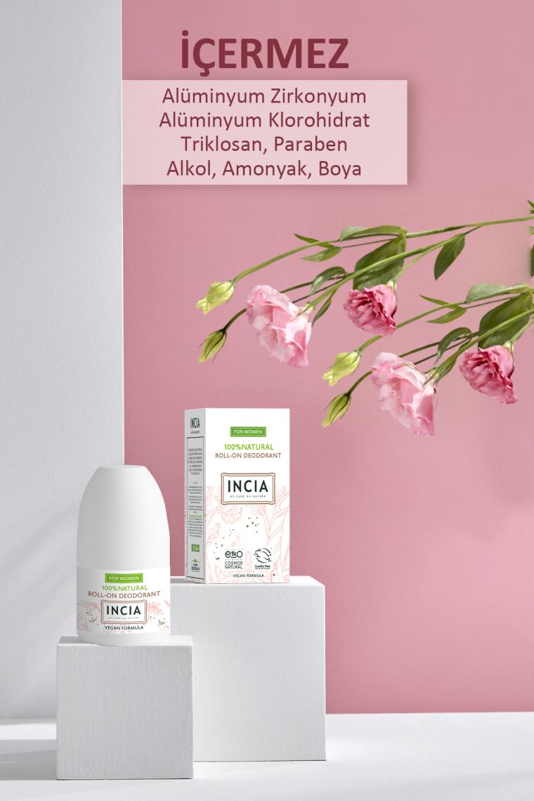 %100 Doğal Roll On Deodorant Kadınlar İçin Ter Kokusu Önleyici Lekesiz 50 ml