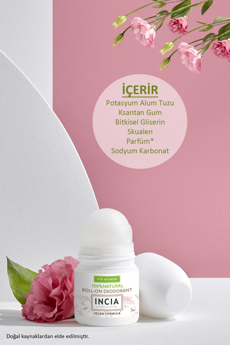 %100 Doğal Roll On Deodorant Kadınlar İçin Ter Kokusu Önleyici Lekesiz 50 ml
