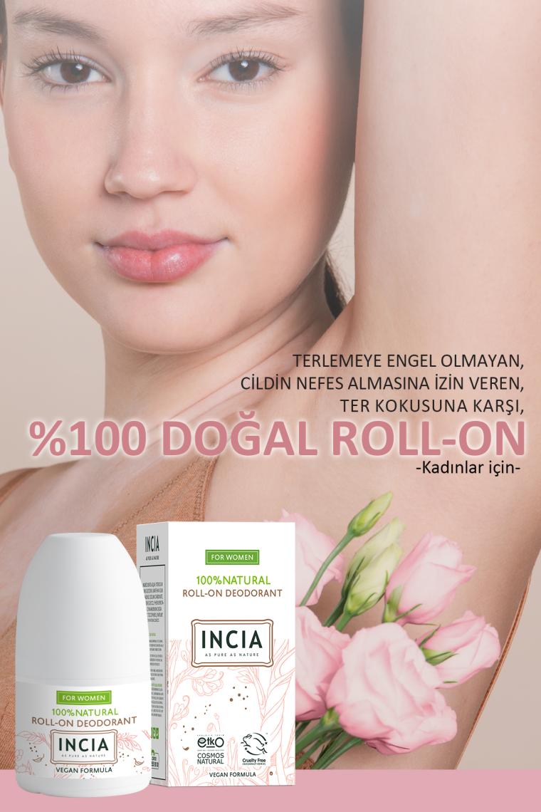 %100 Doğal Roll On Deodorant Kadınlar İçin Ter Kokusu Önleyici Lekesiz 50 ml