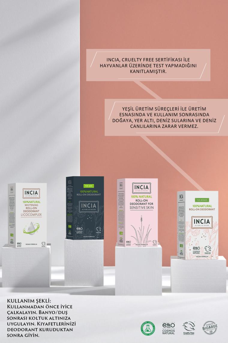 %100 Doğal Roll On Deodorant Kadınlar İçin Ter Kokusu Önleyici Lekesiz 50 ml