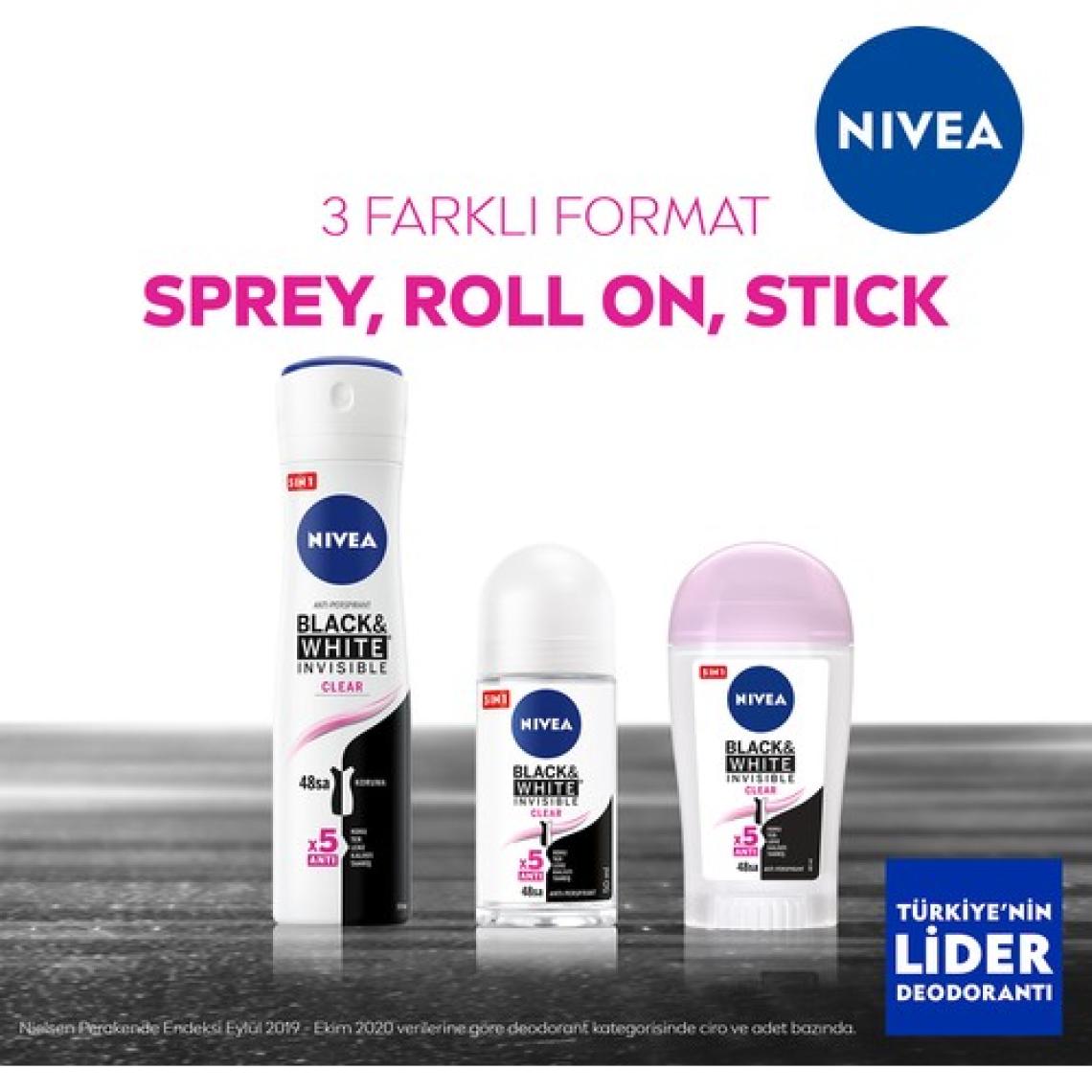 Nivea Invisible Black & White Clear Kadın Sprey Deodorant 150 ml
