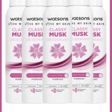 Watsons Classy Musk 24 Saat Etkili Pudrasız Deodorant Sprey 150 ml x 5