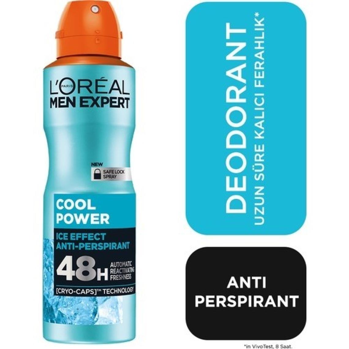 L'Oréal Paris Men Expert Cool Power Erkek Anti-Perspirant Deodorant 150 ml – 48 Saat Etkili Uzun Süre Ferahlık