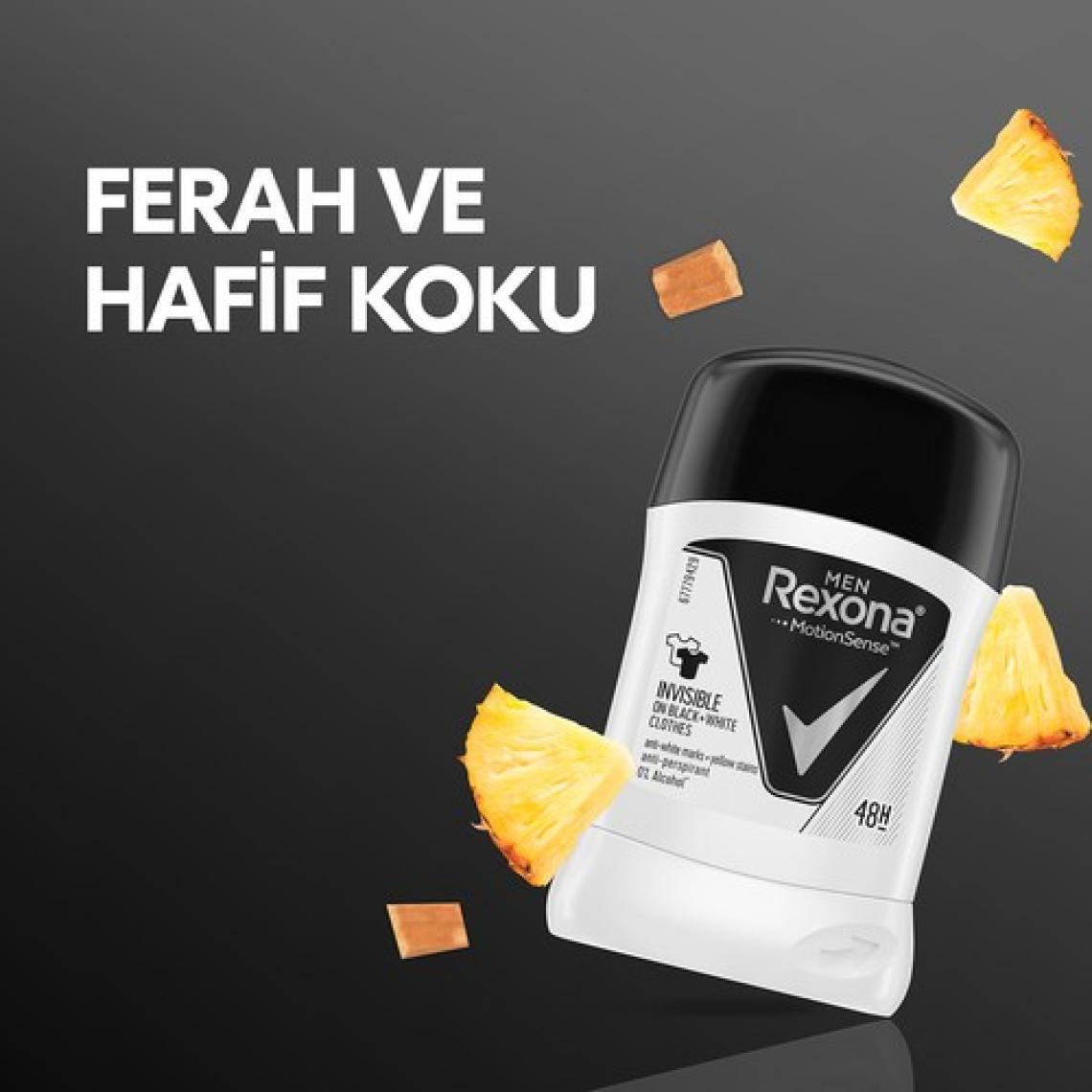 Rexona Men Erkek Anti-Perspirant Stick Deodorant Invisible Black And White 50 ML 1 Adet
