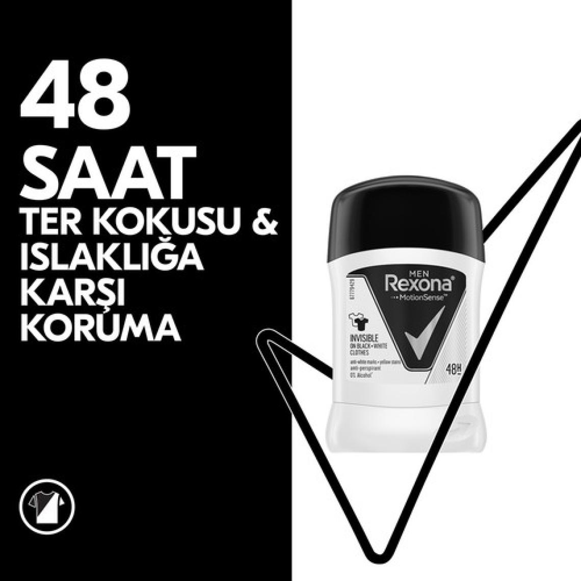 Rexona Men Erkek Anti-Perspirant Stick Deodorant Invisible Black And White 50 ML 1 Adet