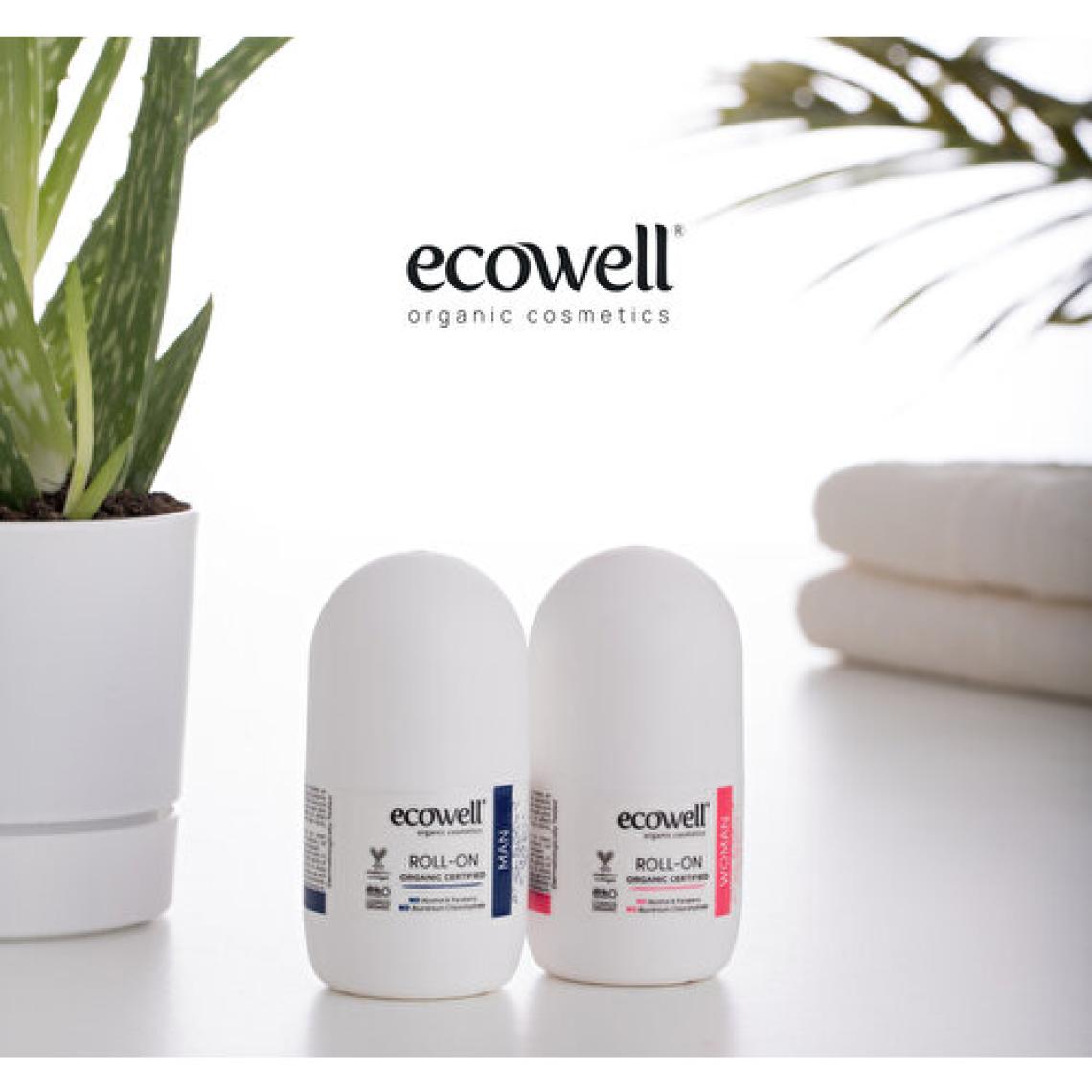 Ecowell Erkek Roll-on Deodorant, Organik & Vegan Sertifikalı, Dermatolojik Olarak Test Edilmiştir, 75ml