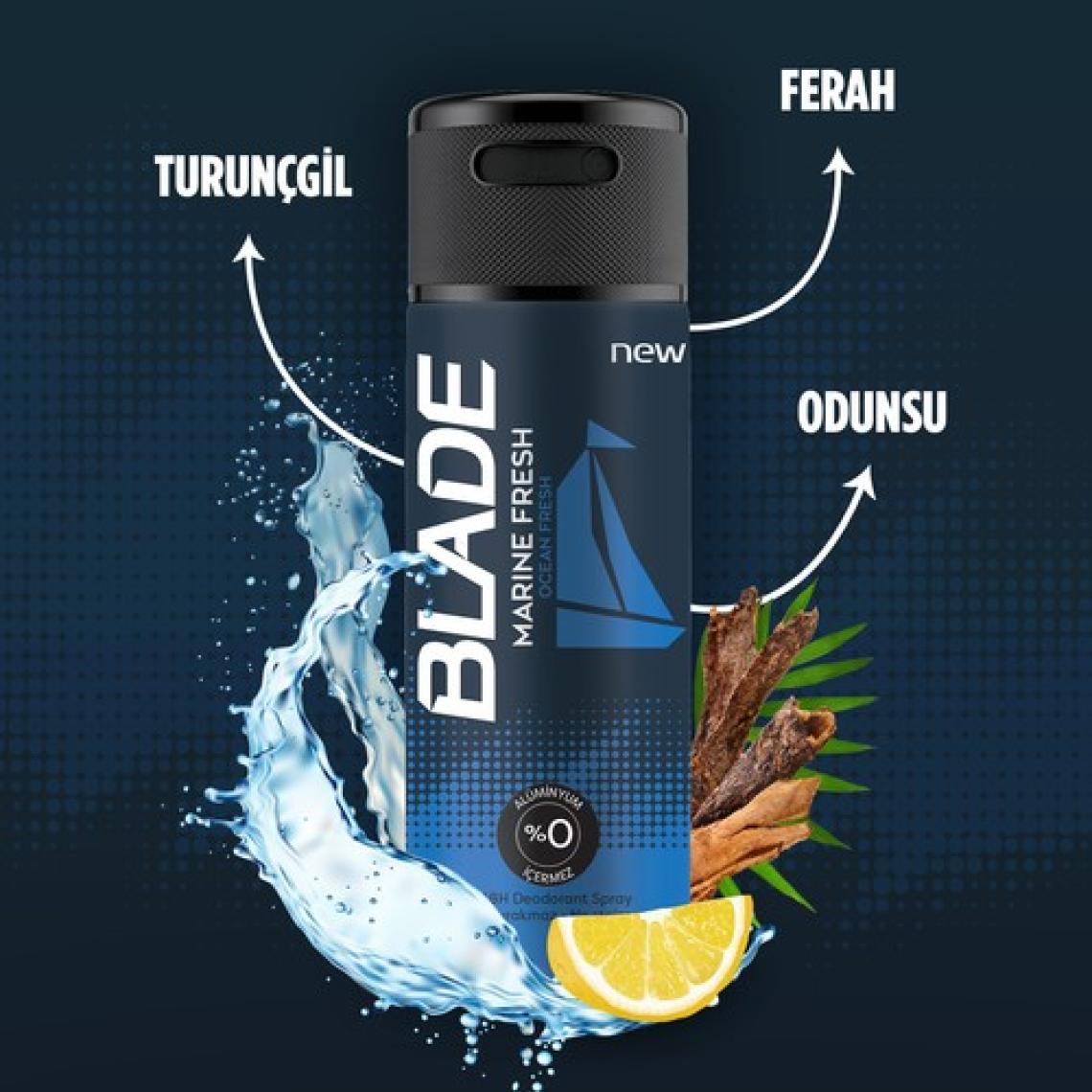 Blade Marine Fresh Erkek Deodorant 150 Ml Hızlı Kurur, Leke Bırakmaz