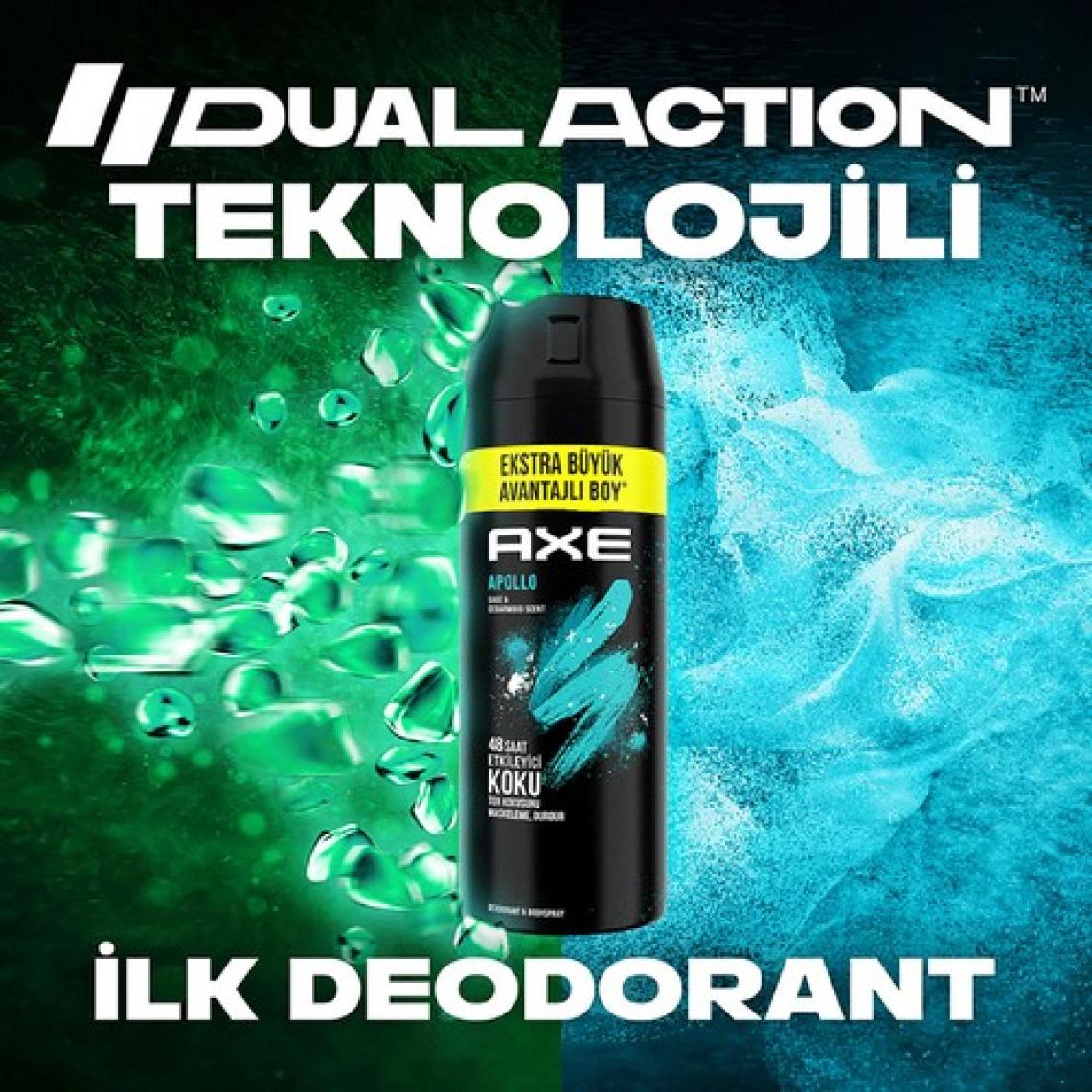 Axe Erkek Sprey Deodorant Apollo 200 ml + Clear Men Saç Bakım Şampuanı Cool Sport Menthol 180 ml
