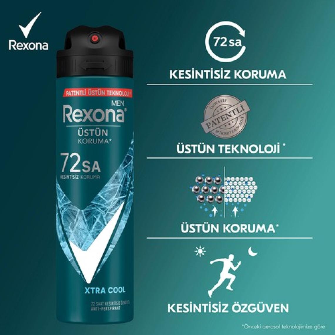 Rexona Men Erkek Sprey Deodorant Xtra Cool 72 Saat Kesintisiz Üstün Koruma 150 ml