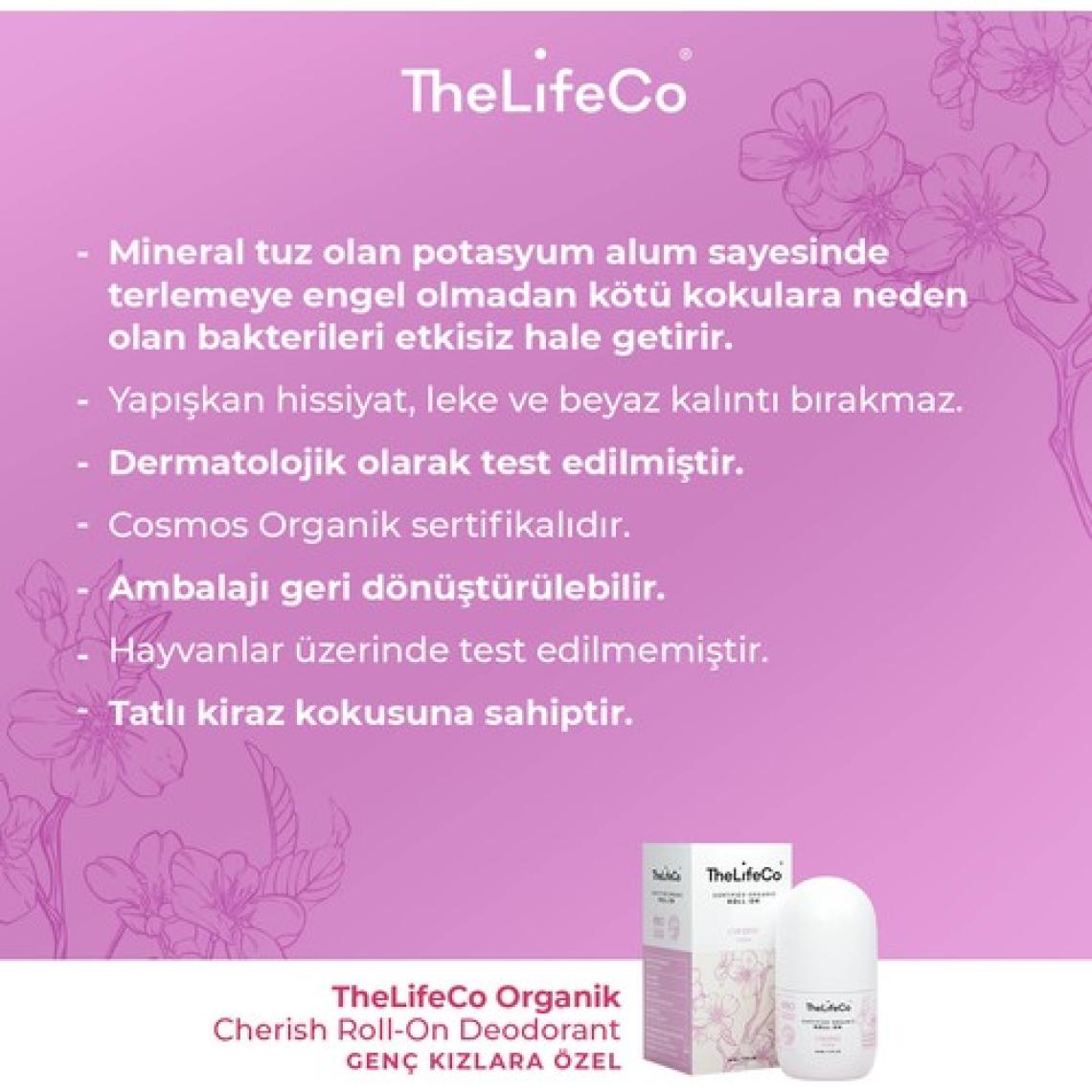 TheLifeCo Organik Roll-On Deodorant Cherish 60 ml (Alüminyumsuz, Alkolsüz, Doğal)