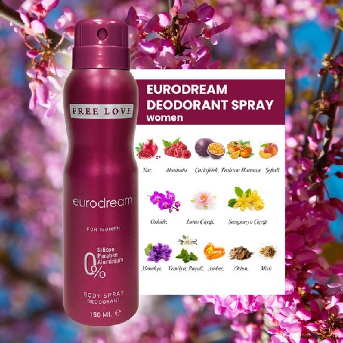 Free Love Eurodream Kadın Deodorant 150 ml 3 Adet