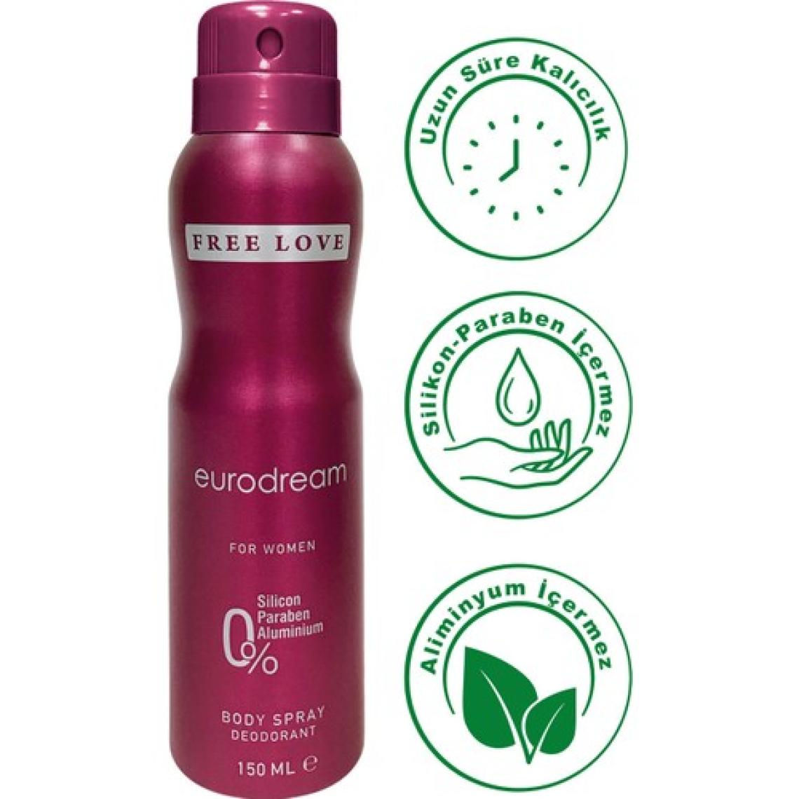 Free Love Eurodream Kadın Deodorant 150 ml 3 Adet