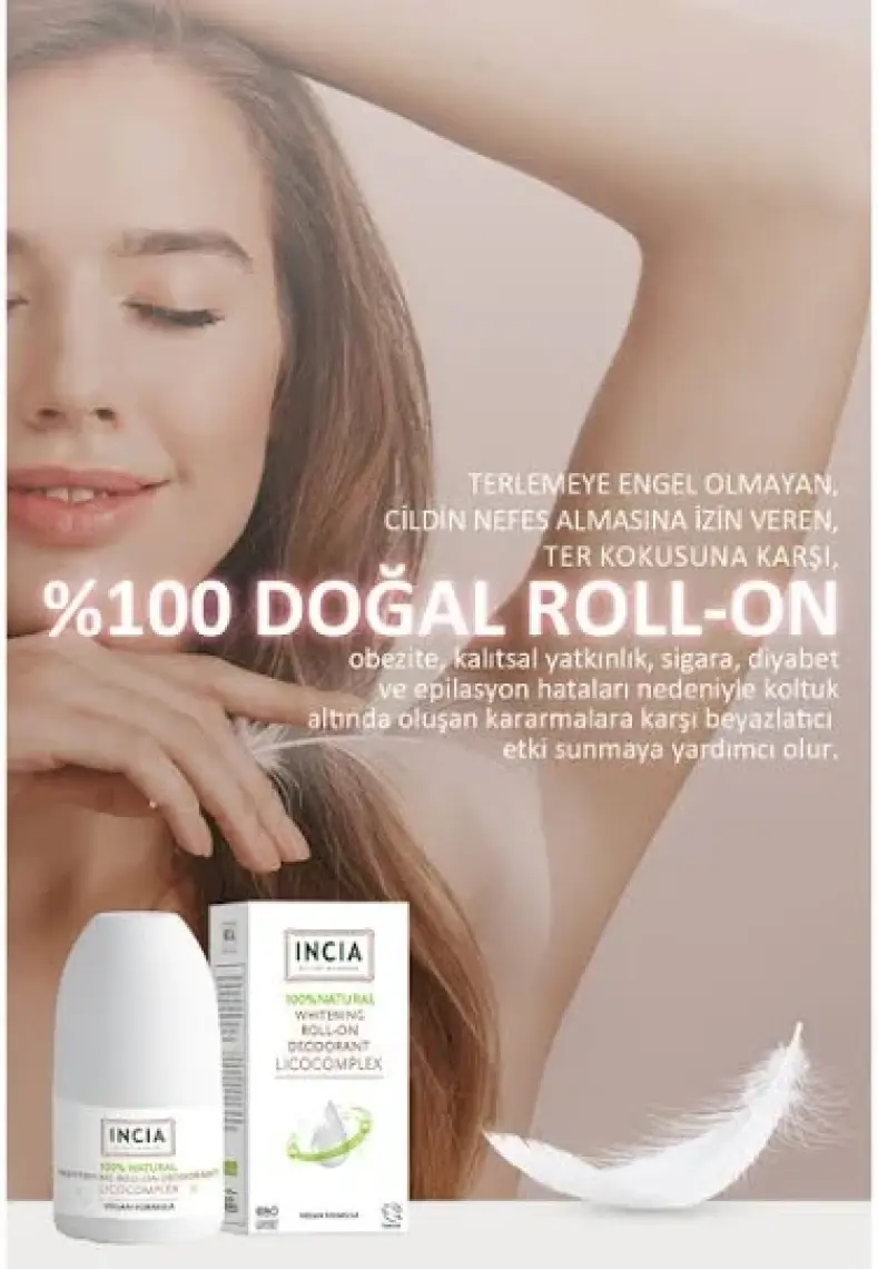 INCIA %100 Doğal Roll On Deodorant Lekesiz 50 ml