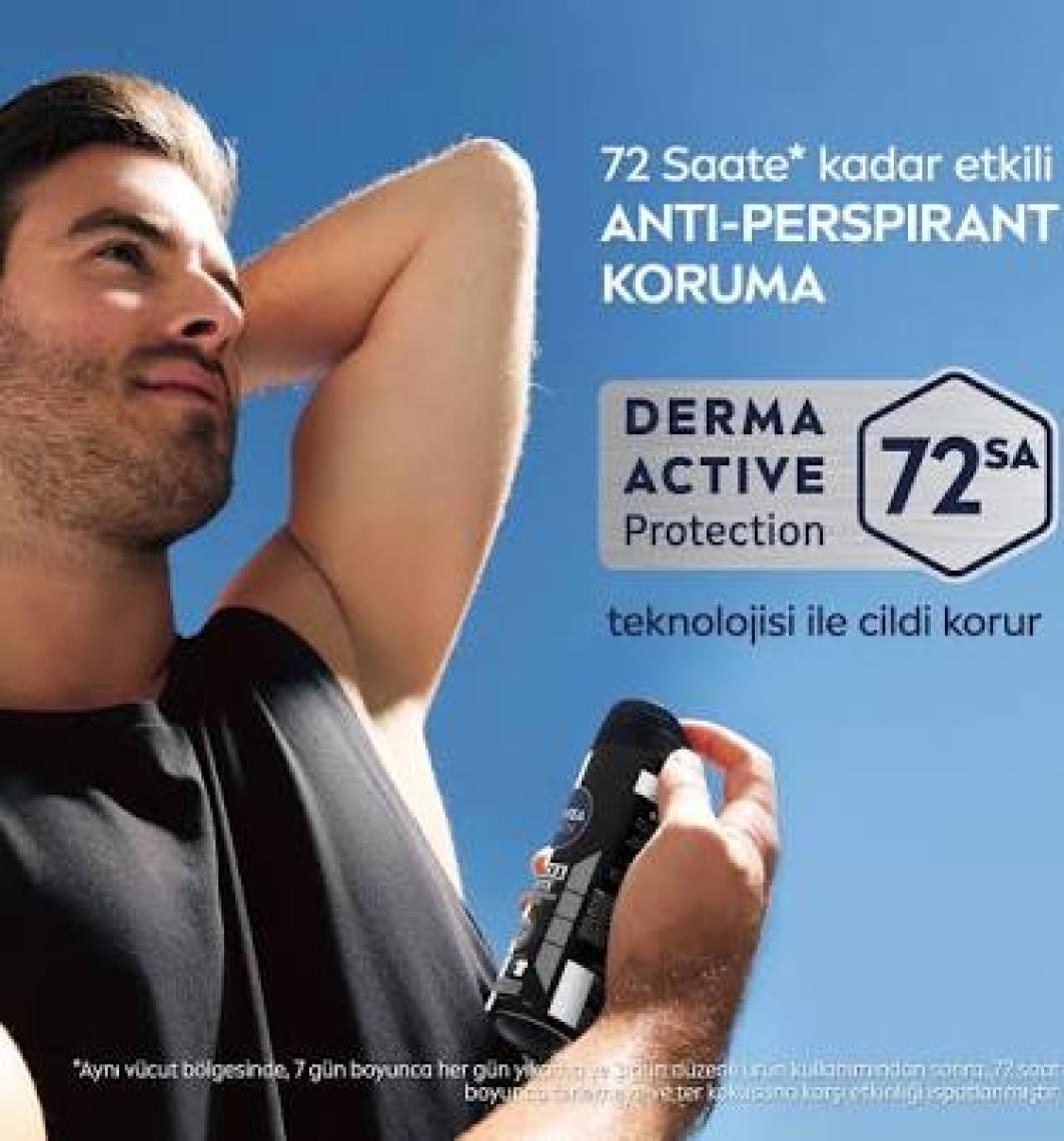 NIVEA Men Erkek Sprey Deodorant Black&White Invisible Original Ter ve Ter Kokusuna Karşı 48 Saat Anti-perspirant  150ml