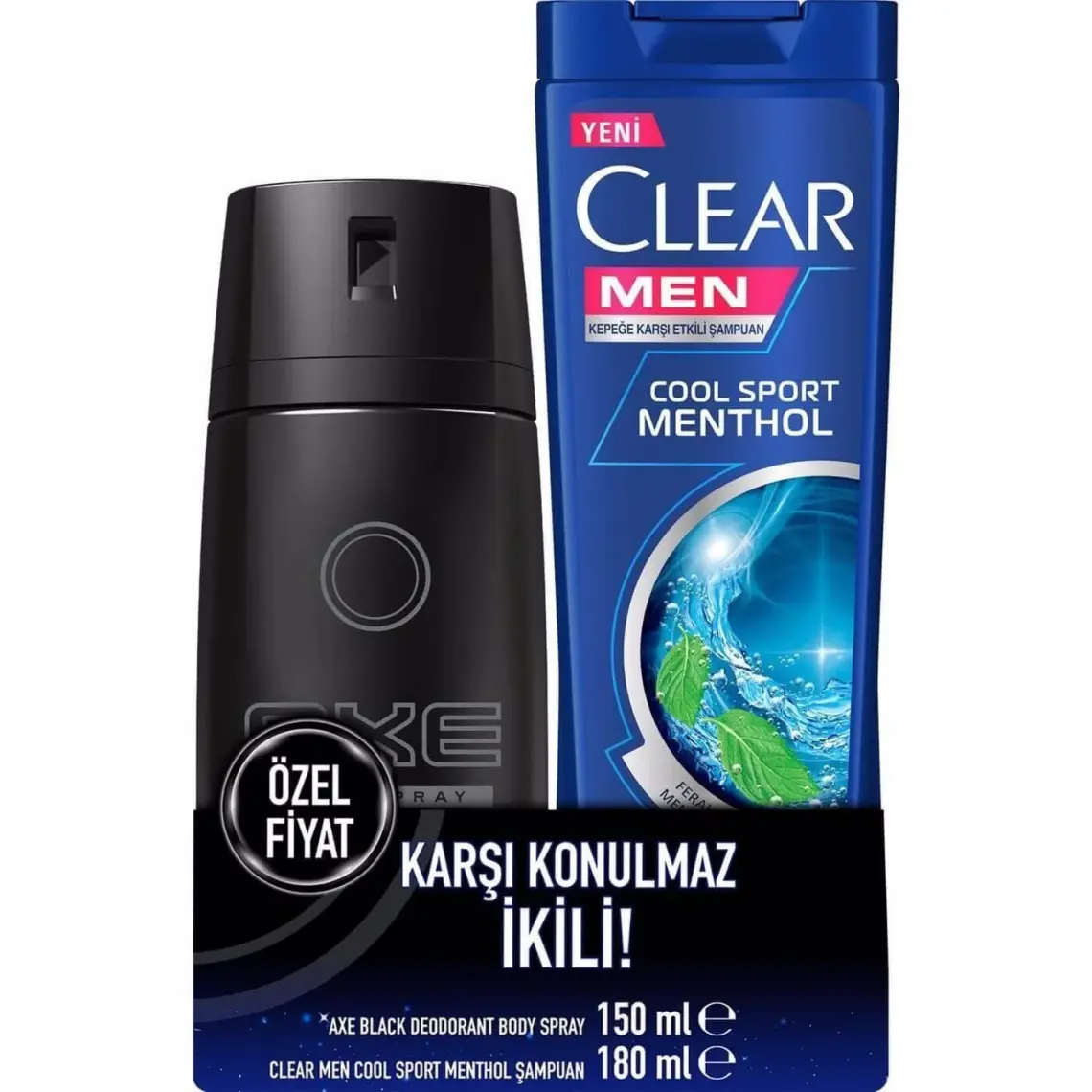 Axe Erkek Deodorant Sprey Black 150 ML + Clear Cool Sport Menthol Şampuan 180 ML