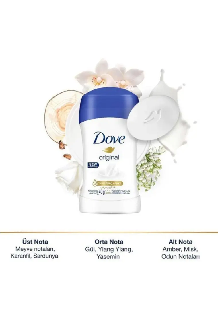 Dove Kadın Stick Deodorant Original 1/4 Nemlendirici Krem Etkili 40 g
