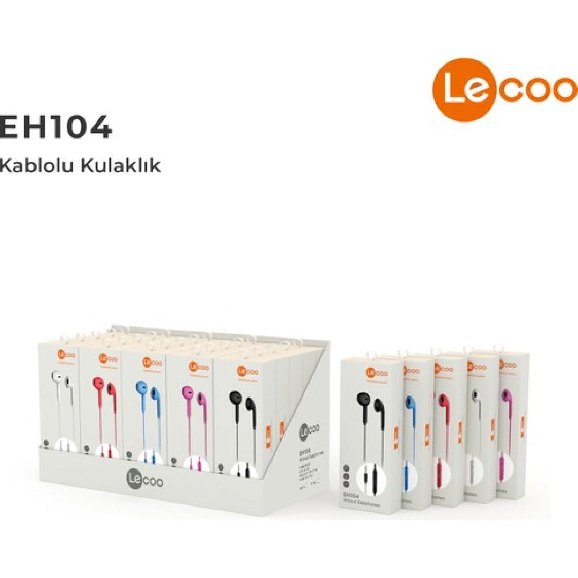 Lecoo EH104 Kablolu 3.5mm Jacklı Kulak İçi Mikrofonlu Kulaklık Pembe
