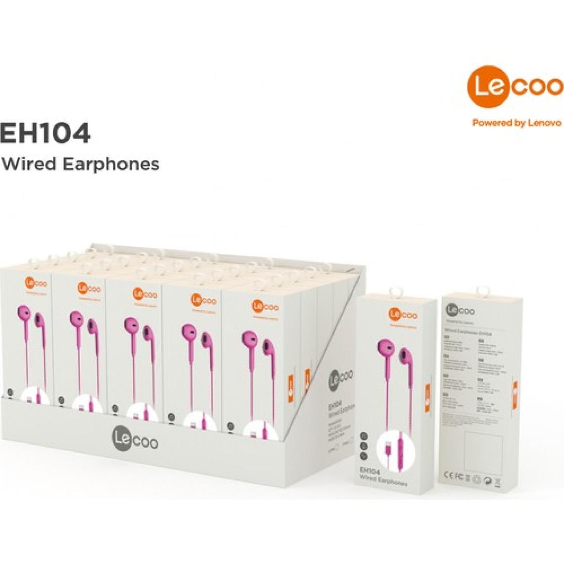 Lenovo Lecoo EH104 Pembe Mikrofonlu 3.5 mm Kulak İçi Kulaklık