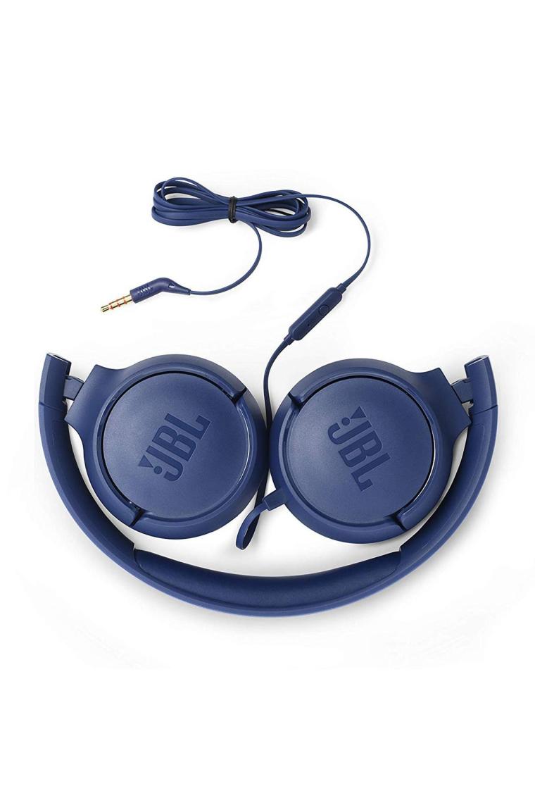 JBL T500 Mikrofonlu Kablolu Kulaküstü Mavi Kulaklık