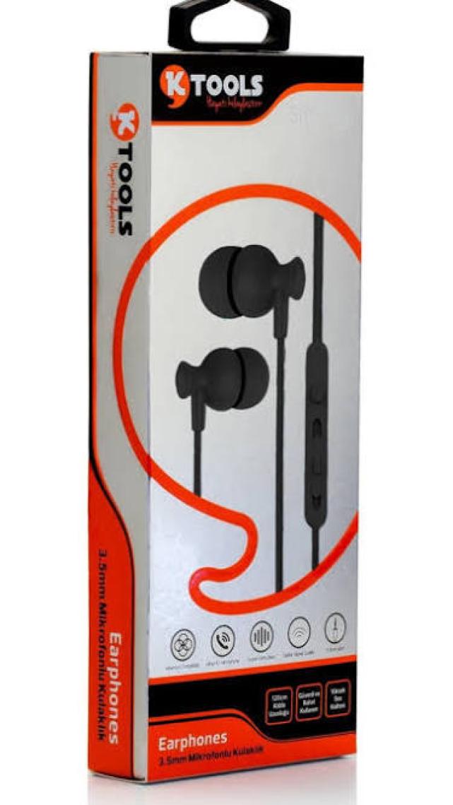 Ktools Spring Stereo Kablolu Mikrofonlu Kulaklık 120 cm Siyah