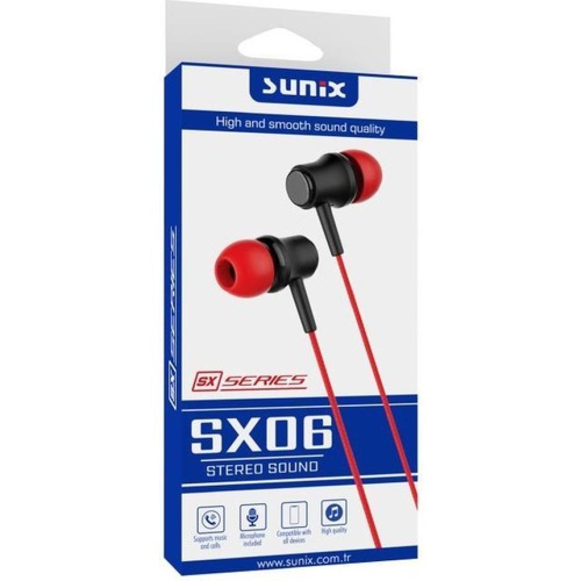 Sunix Sx-06 Stereo Kablolu Kulaklık - Kırmızı