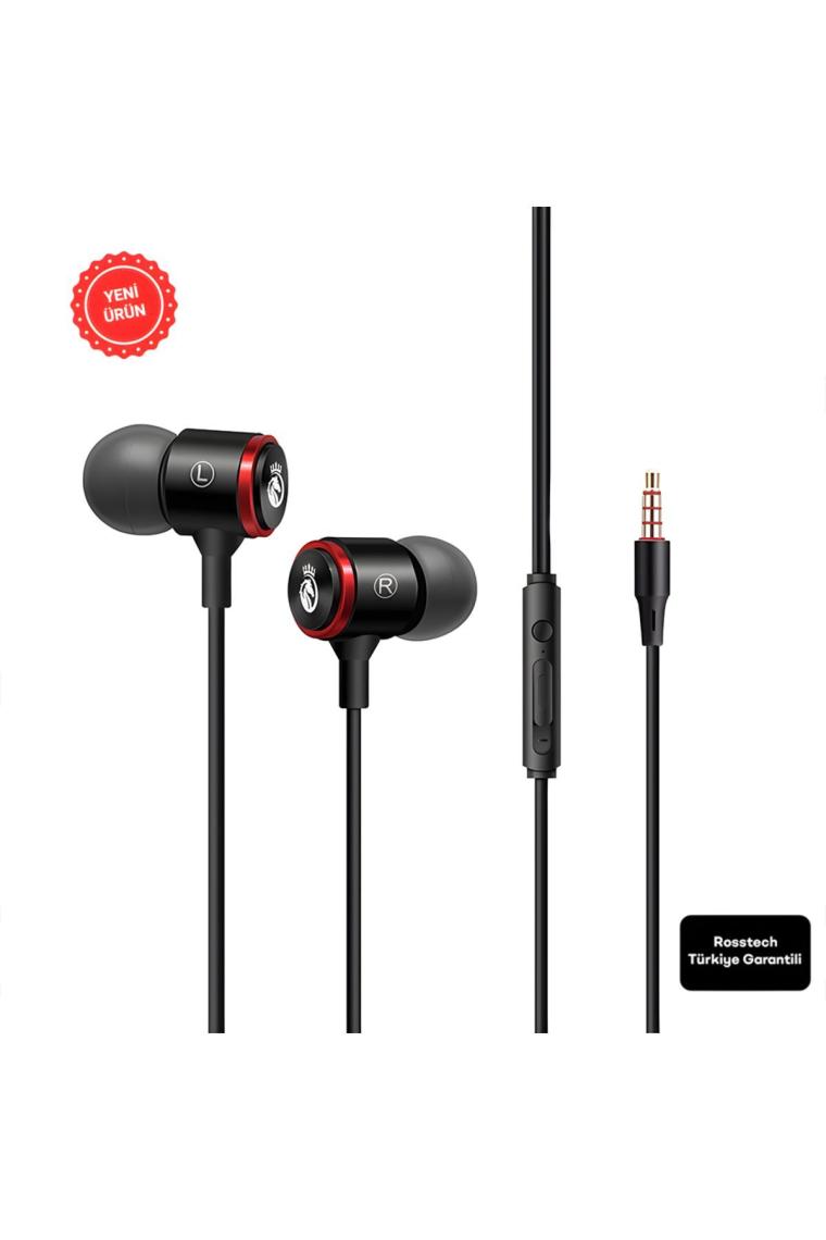 Rosstech Rs-50 Pro Mikrofonlu Kablolu Kulak İçi Kulaklık + Özel Taşıma Çantası