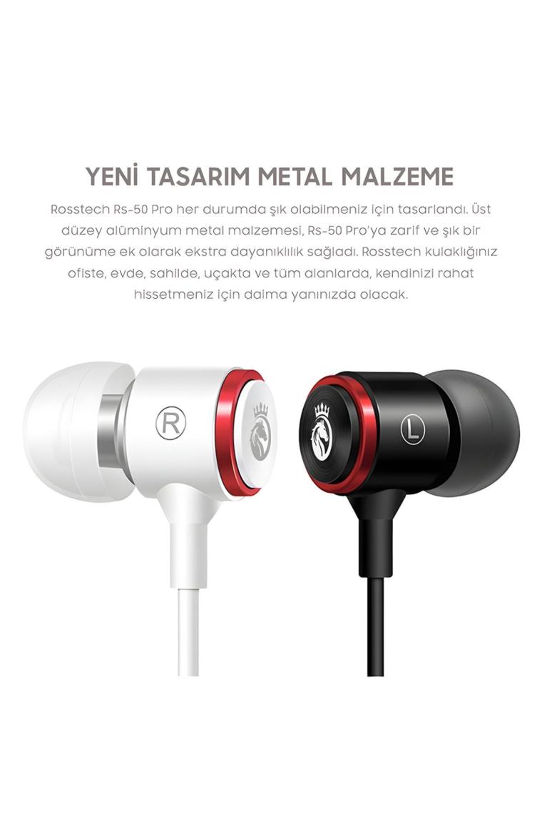 Rosstech Rs-50 Pro Mikrofonlu Kablolu Kulak İçi Kulaklık + Özel Taşıma Çantası