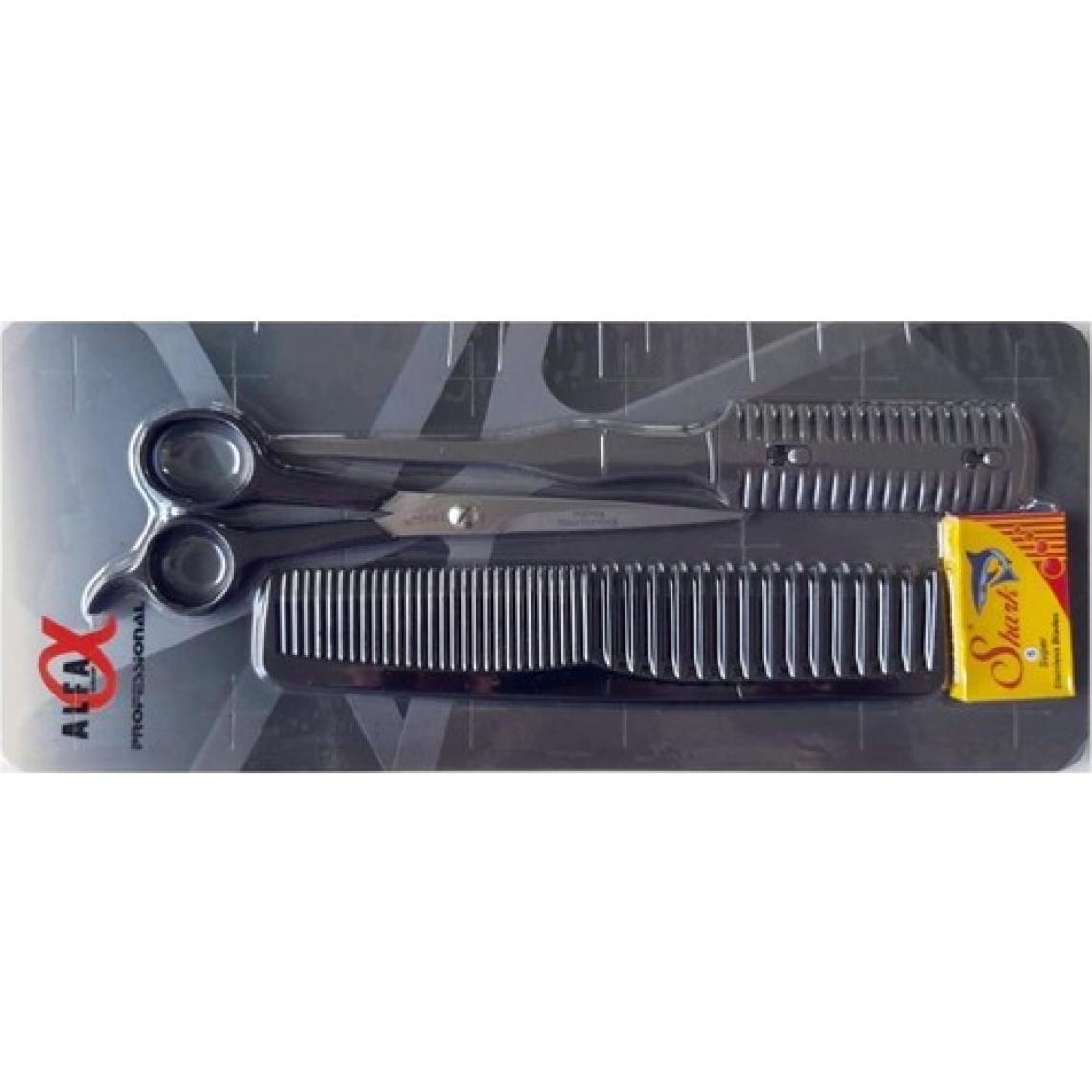 Alfa SET13 3lü Berber Seti Makas + Tarak + Jiletli Tarak