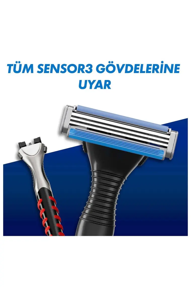 Gillette Sensor3 Tıraş Makinesi - 3 Bıçaklı, Kayganlaştırıcı Bant ve Oynar Başlık ile, 1 Adet + 6 Yedek Bıçak