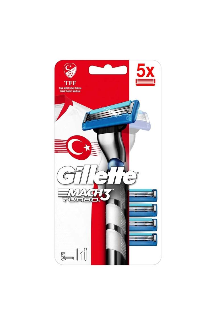 Gillette Mach3 Turbo Milli Takım Özel Paketi 4 Yedekli Tıraş Makinesi