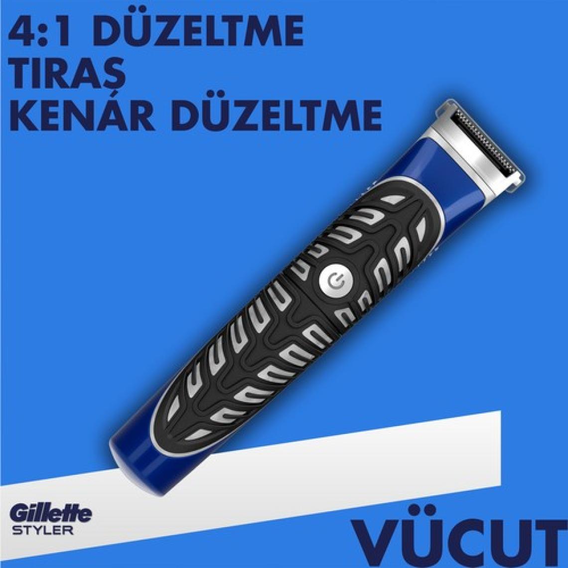 Gillette Fusion Styler 4'ü 1 Arada Hassas Vücut Tüyü ve Sakal Düzeltici Tıraş Makinesi ve Kenar Düzeltici