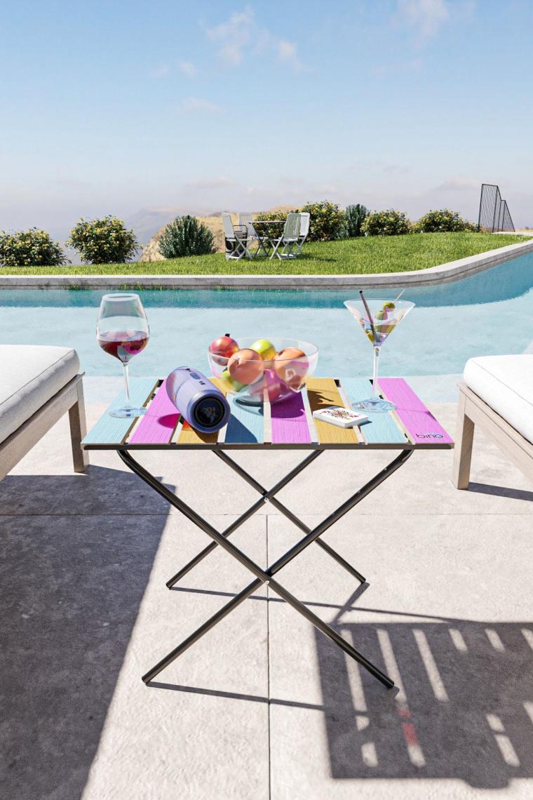 Katlanır Kamp Masası Yükseklik Ayarlı Ahşap Piknik Masası Balkon Masası Mutfak Masası Renkli